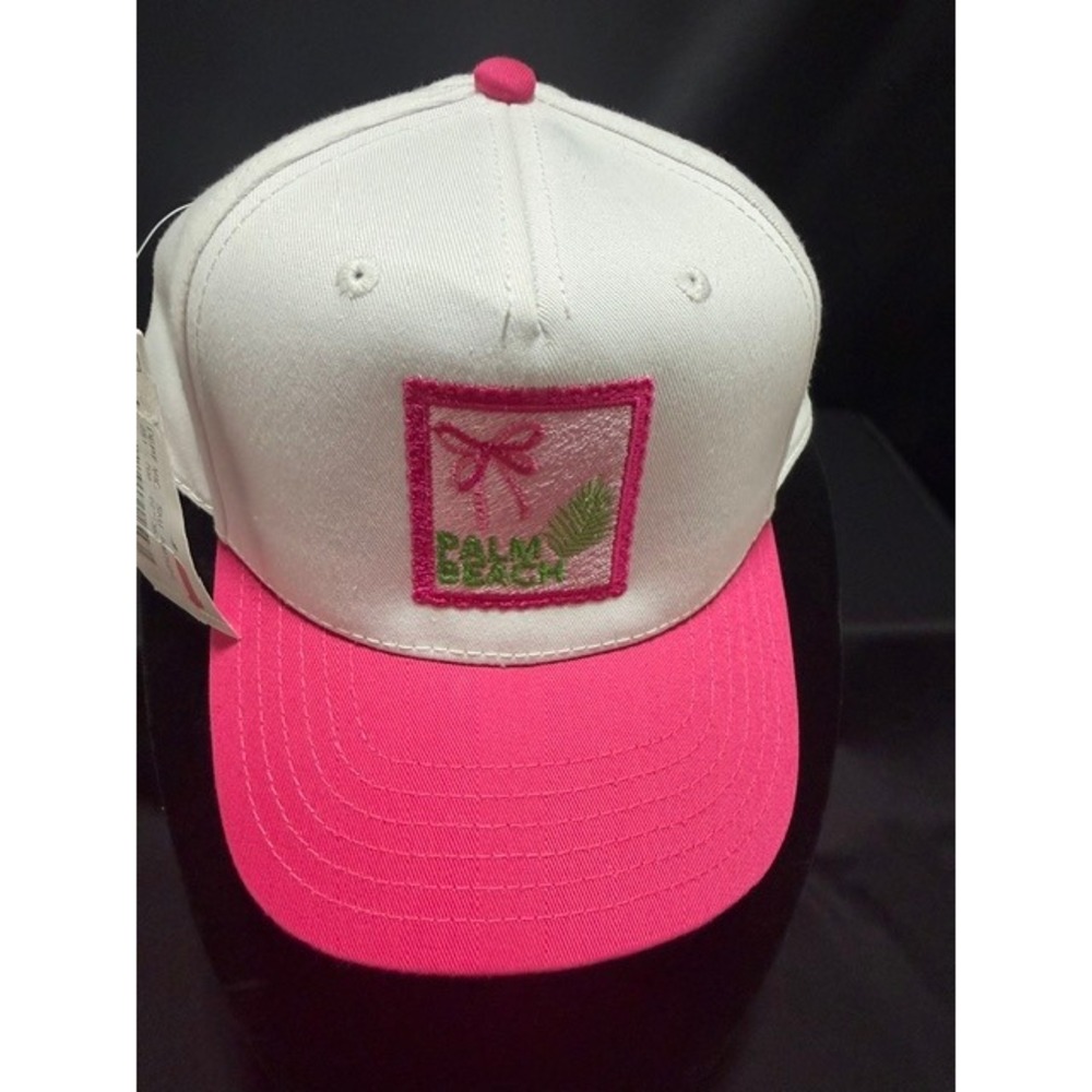 Madley Trucker Hat Snapback Cap Pink White Palm Beach Have a Good Day NWT